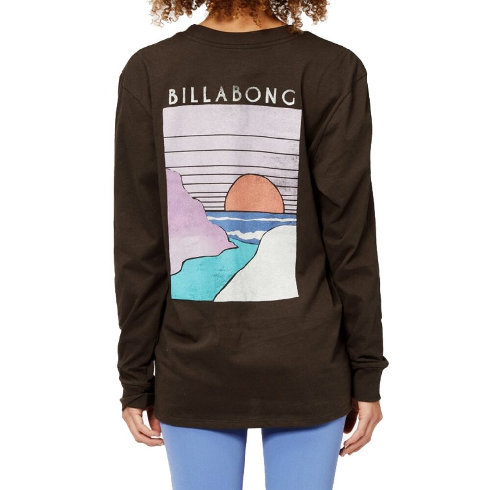 billabong | womens black graphic long sleeve surf skate hike outdoor top | sz xl - Picture 5 of 5